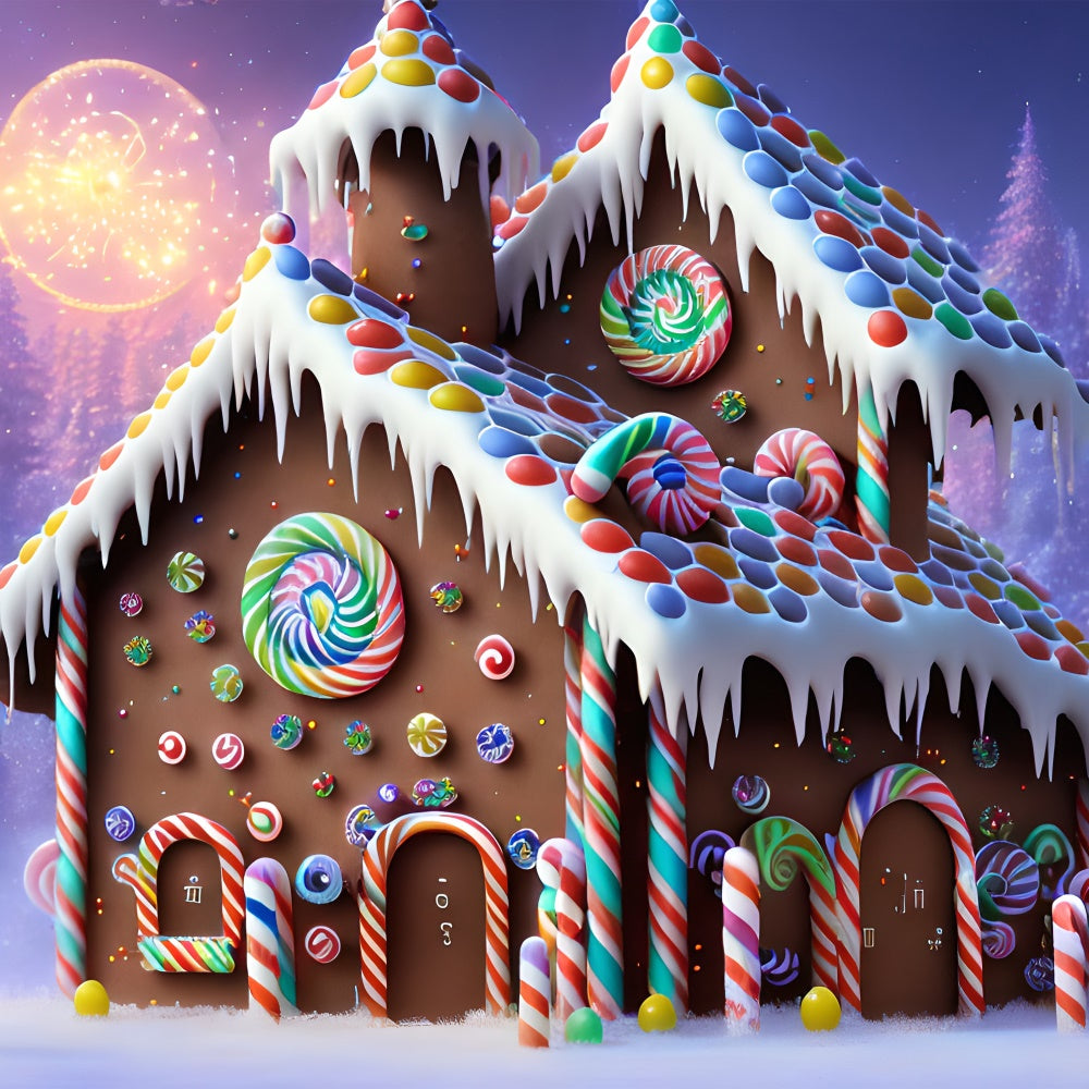 Christmas Magical Frosty Gingerbread Cottage Backdrop BRP8-97