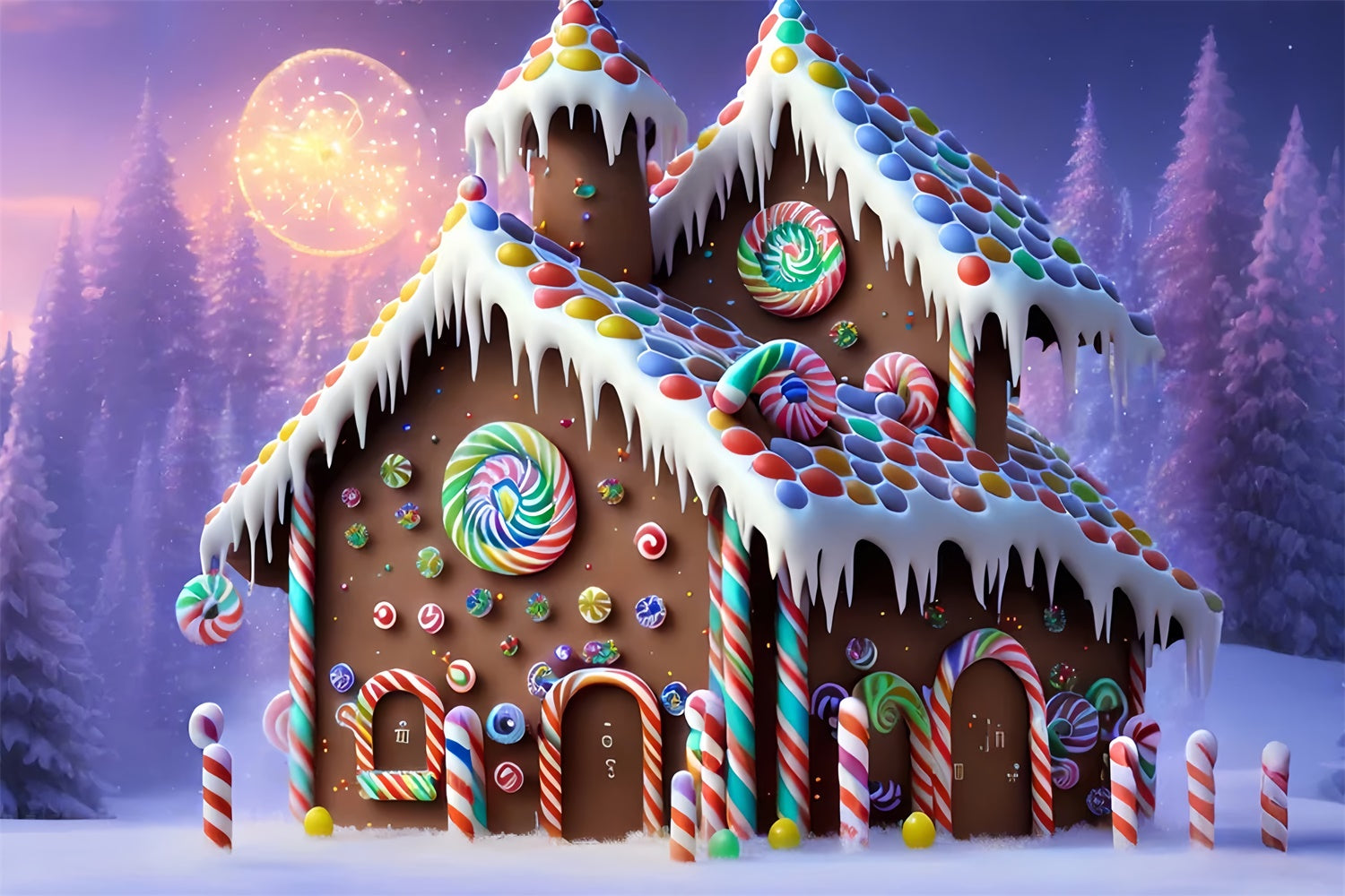 Christmas Magical Frosty Gingerbread Cottage Backdrop BRP8-97