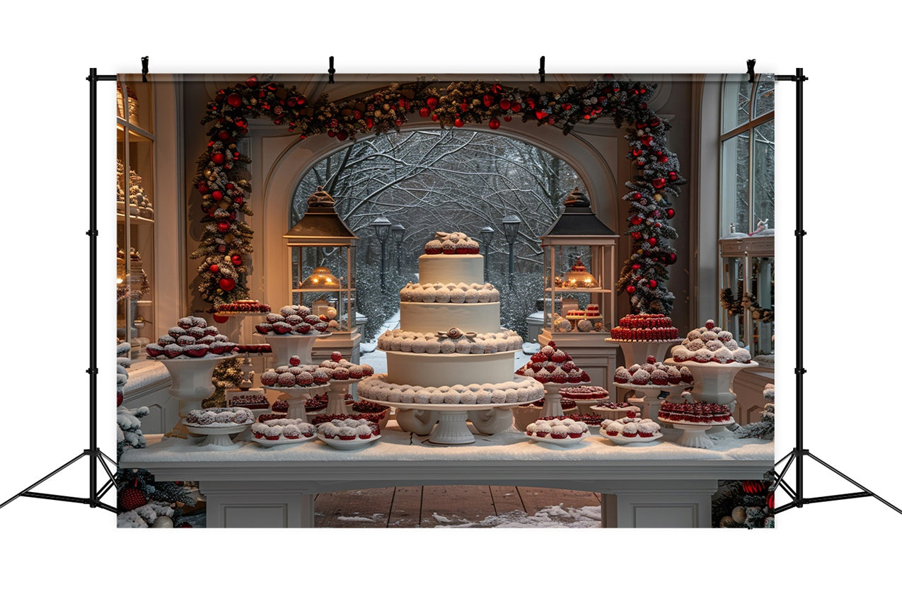 Christmas Dessert Table Snowy Cakes Backdrop BRP9-115