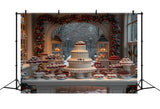 Christmas Dessert Table Snowy Cakes Backdrop BRP9-115