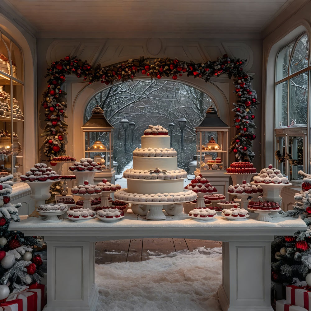 Christmas Dessert Table Snowy Cakes Backdrop BRP9-115