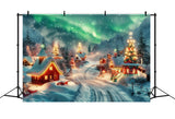 Aurora Filled Christmas Evening Village Backdrop BRP9-125