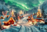 Aurora Filled Christmas Evening Village Backdrop BRP9-125