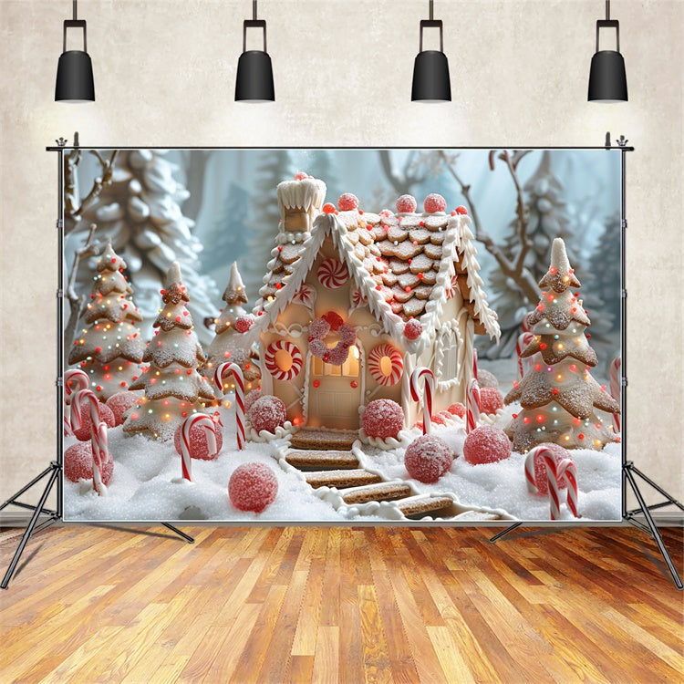 Sugary Snowy Candyland Christmas Village Backdrop BRP9-126