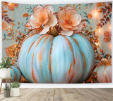 Floral Autumn Pastel Blue Pumpkin Backdrop BRP9-127