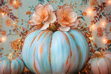 Floral Autumn Pastel Blue Pumpkin Backdrop BRP9-127