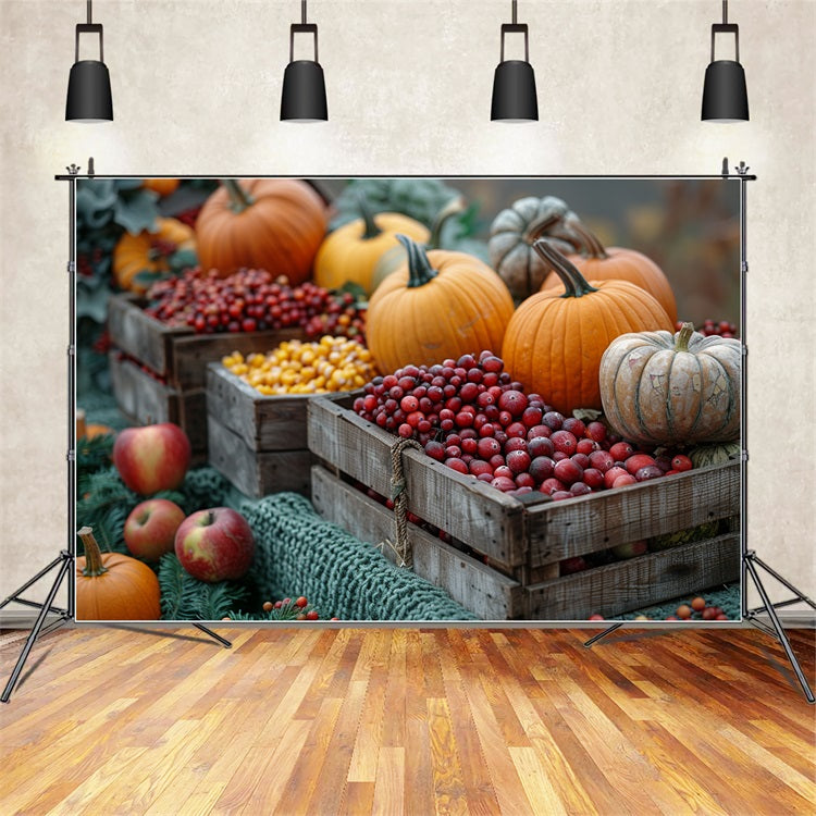 Harvest Wooden Crates Pumpkins Fruit Backdrop BRP9-136