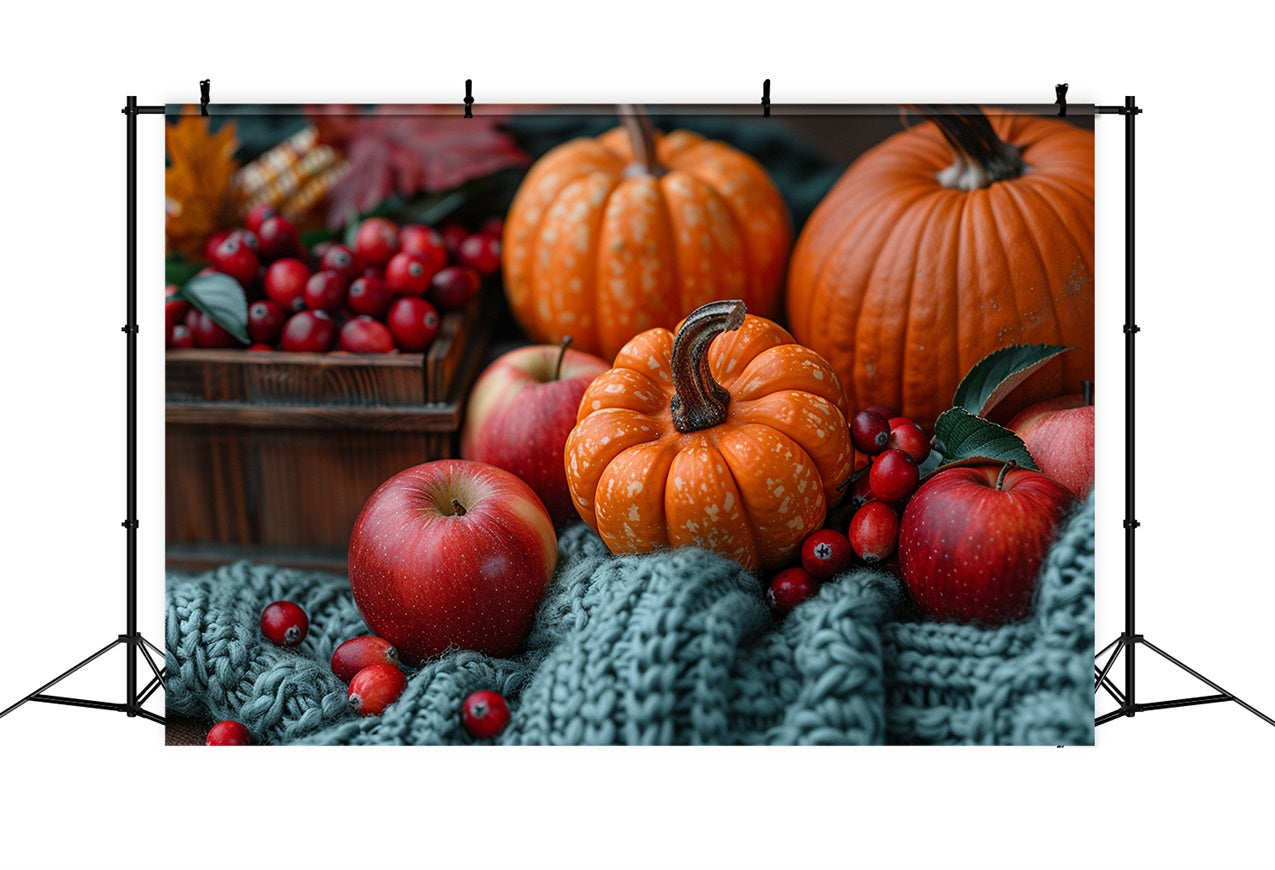 Fall Harvest Apple Pumpkin Arrangement Backdrop BRP9-137