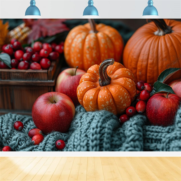 Fall Harvest Apple Pumpkin Arrangement Backdrop BRP9-137