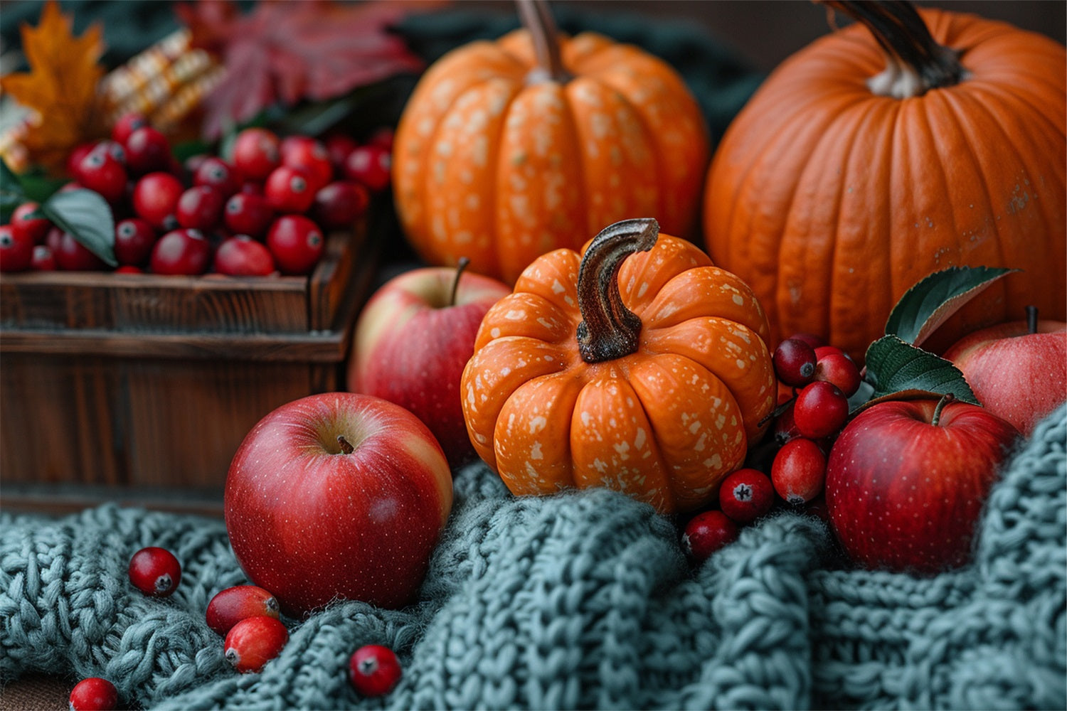 Fall Harvest Apple Pumpkin Arrangement Backdrop BRP9-137