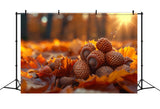 Sunlit Acorns Golden Autumn Leaf Pile Backdrop BRP9-139