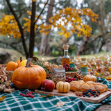 Warm Autumn Picnic Pumpkins Seasonal Delights Backdrop BRP9-144