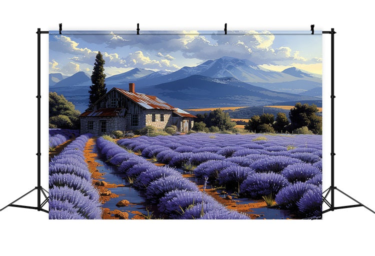 Fall Lavender Fields Mountain View Backdrop BRP9-153