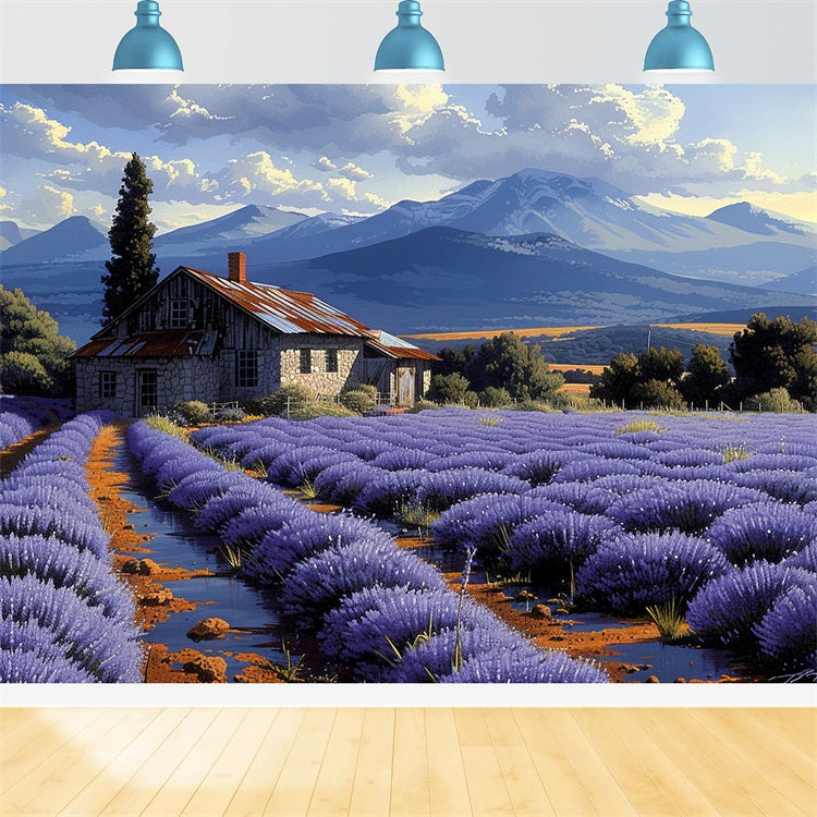 Fall Lavender Fields Mountain View Backdrop BRP9-153