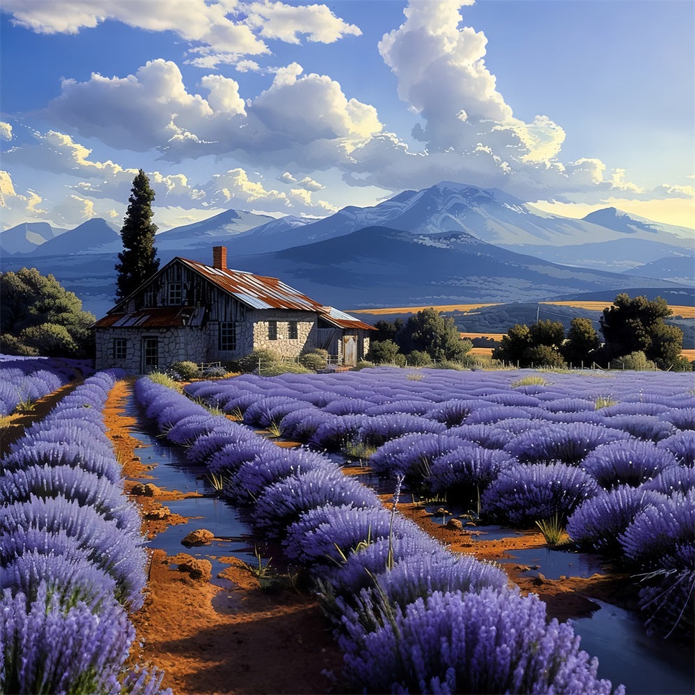 Fall Lavender Fields Mountain View Backdrop BRP9-153