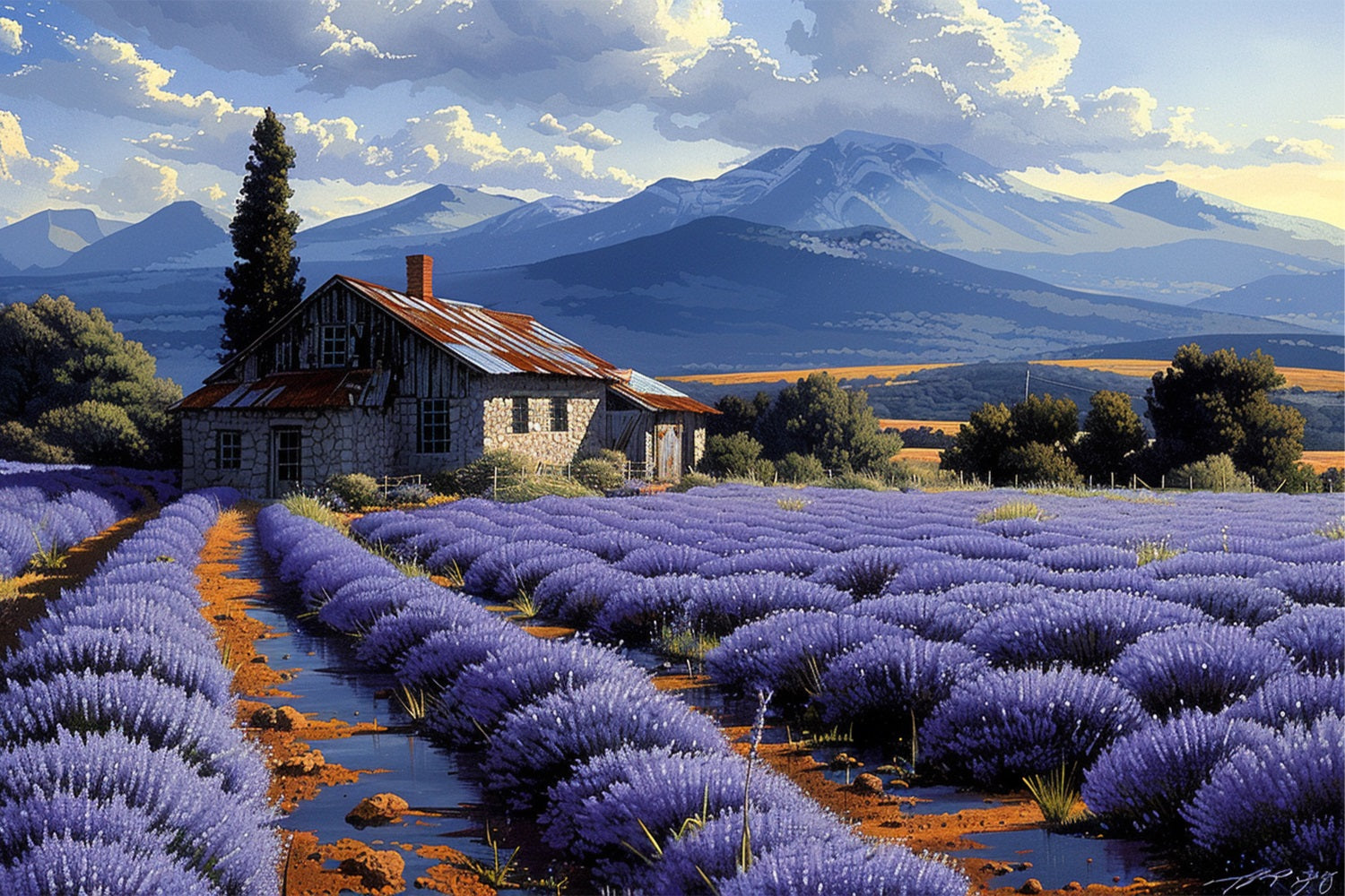 Fall Lavender Fields Mountain View Backdrop BRP9-153