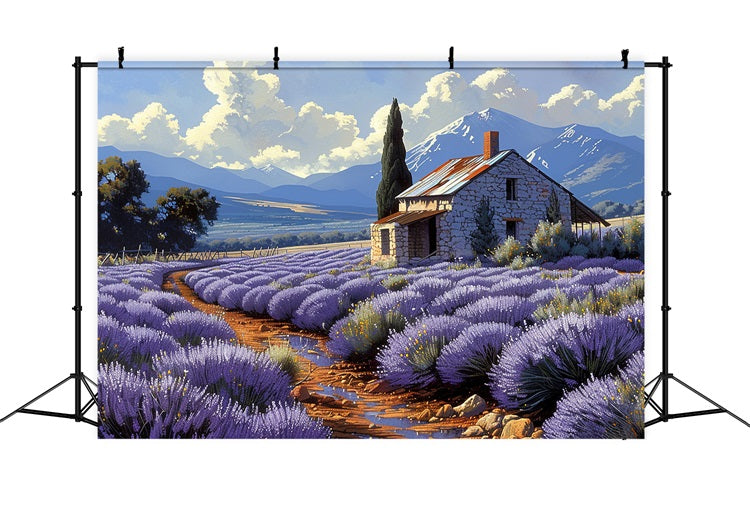 Fall Lavender Rows Scenic Mountain Backdrop BRP9-155