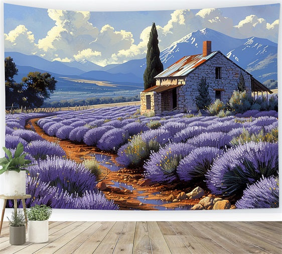 Fall Lavender Rows Scenic Mountain Backdrop BRP9-155