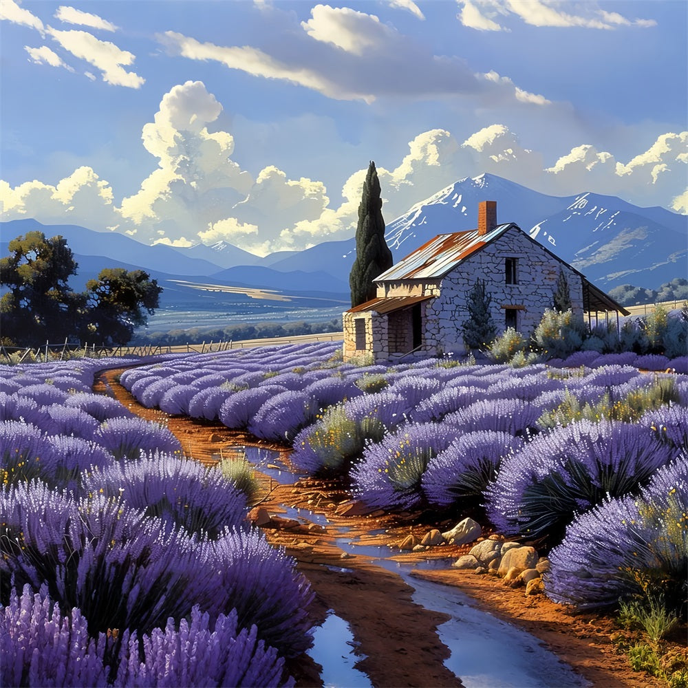 Fall Lavender Rows Scenic Mountain Backdrop BRP9-155