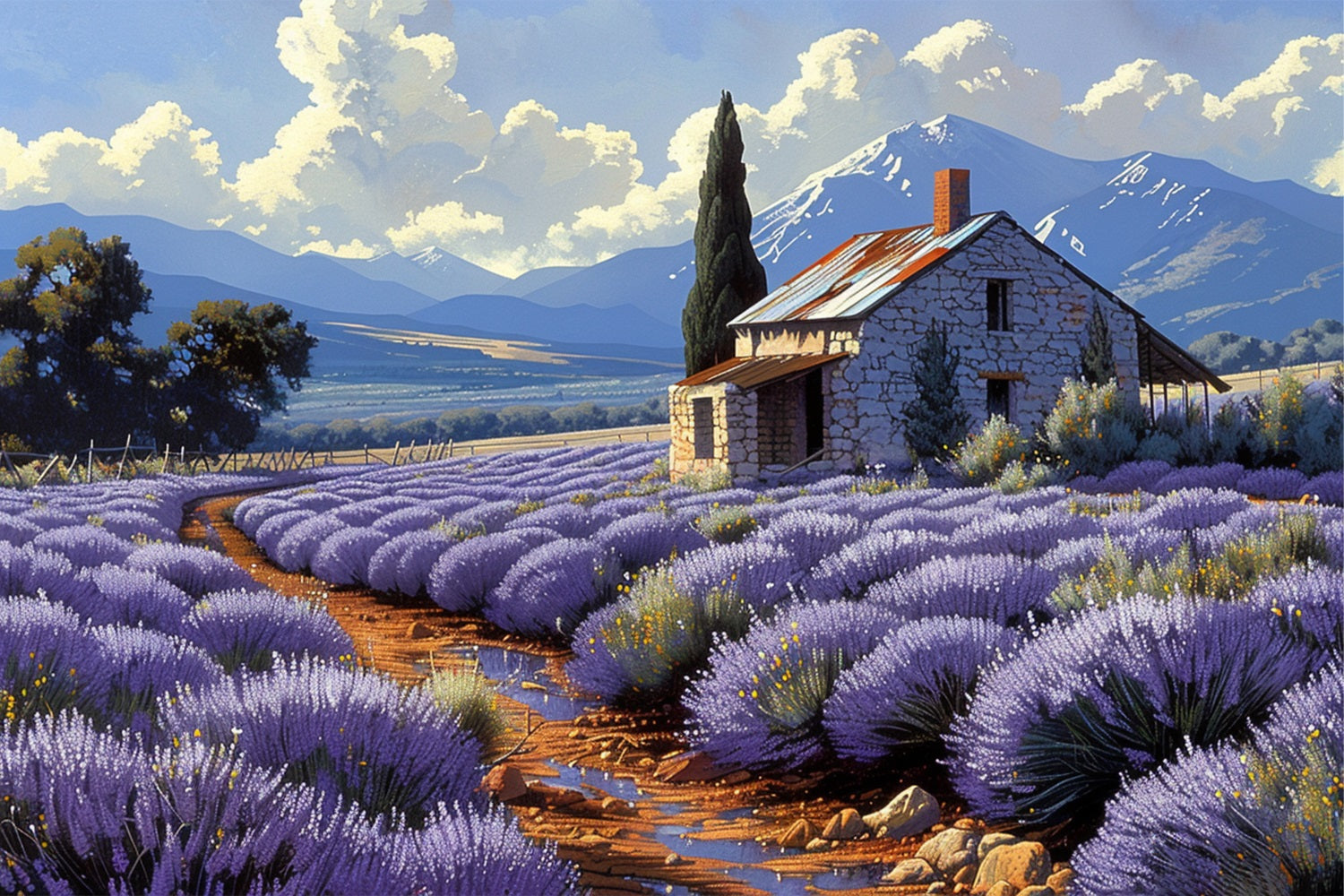 Fall Lavender Rows Scenic Mountain Backdrop BRP9-155