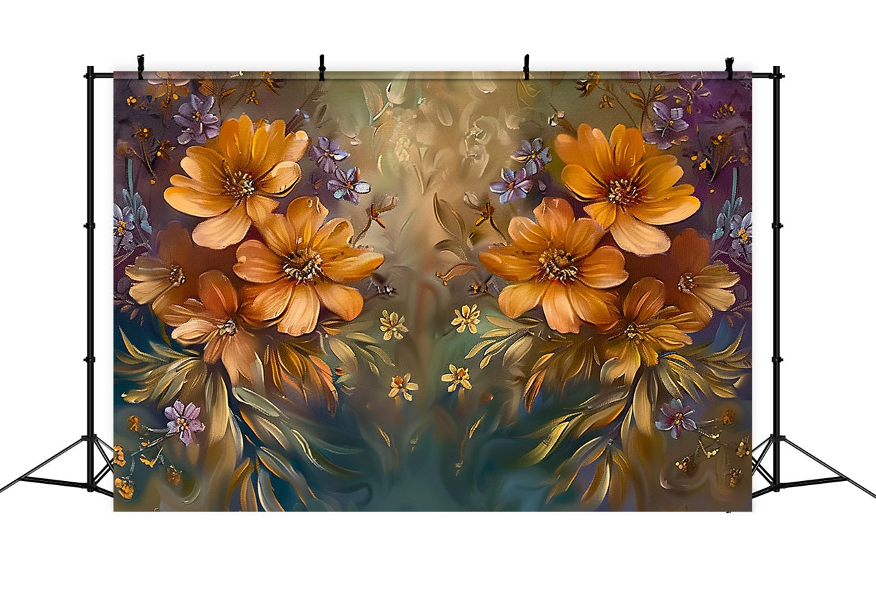 Golden Floral Abundance Subtle Fall Hues Backdrop BRP9-162