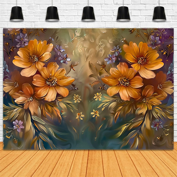 Golden Floral Abundance Subtle Fall Hues Backdrop BRP9-162