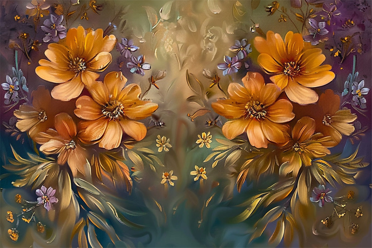 Golden Floral Abundance Subtle Fall Hues Backdrop BRP9-162