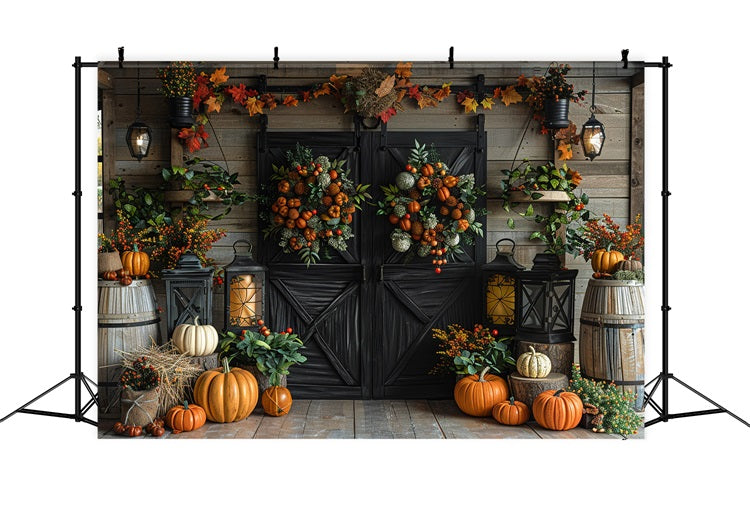 Warm Fall Wreath Pumpkin Filled Cozy Backdrop BRP9-164