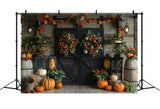 Warm Fall Wreath Pumpkin Filled Cozy Backdrop BRP9-164