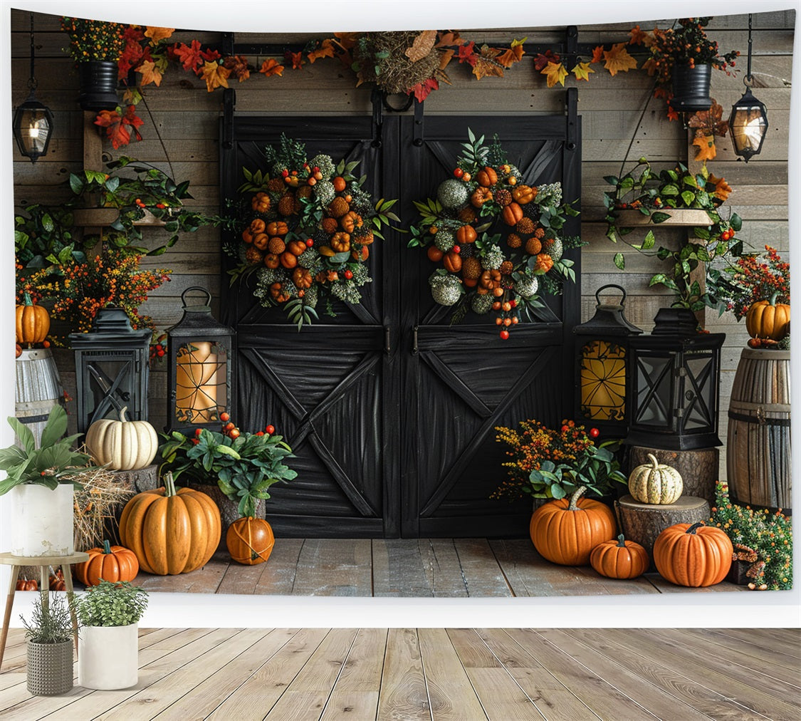 Warm Fall Wreath Pumpkin Filled Cozy Backdrop BRP9-164