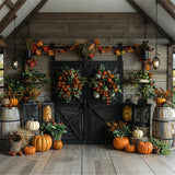 Warm Fall Wreath Pumpkin Filled Cozy Backdrop BRP9-164