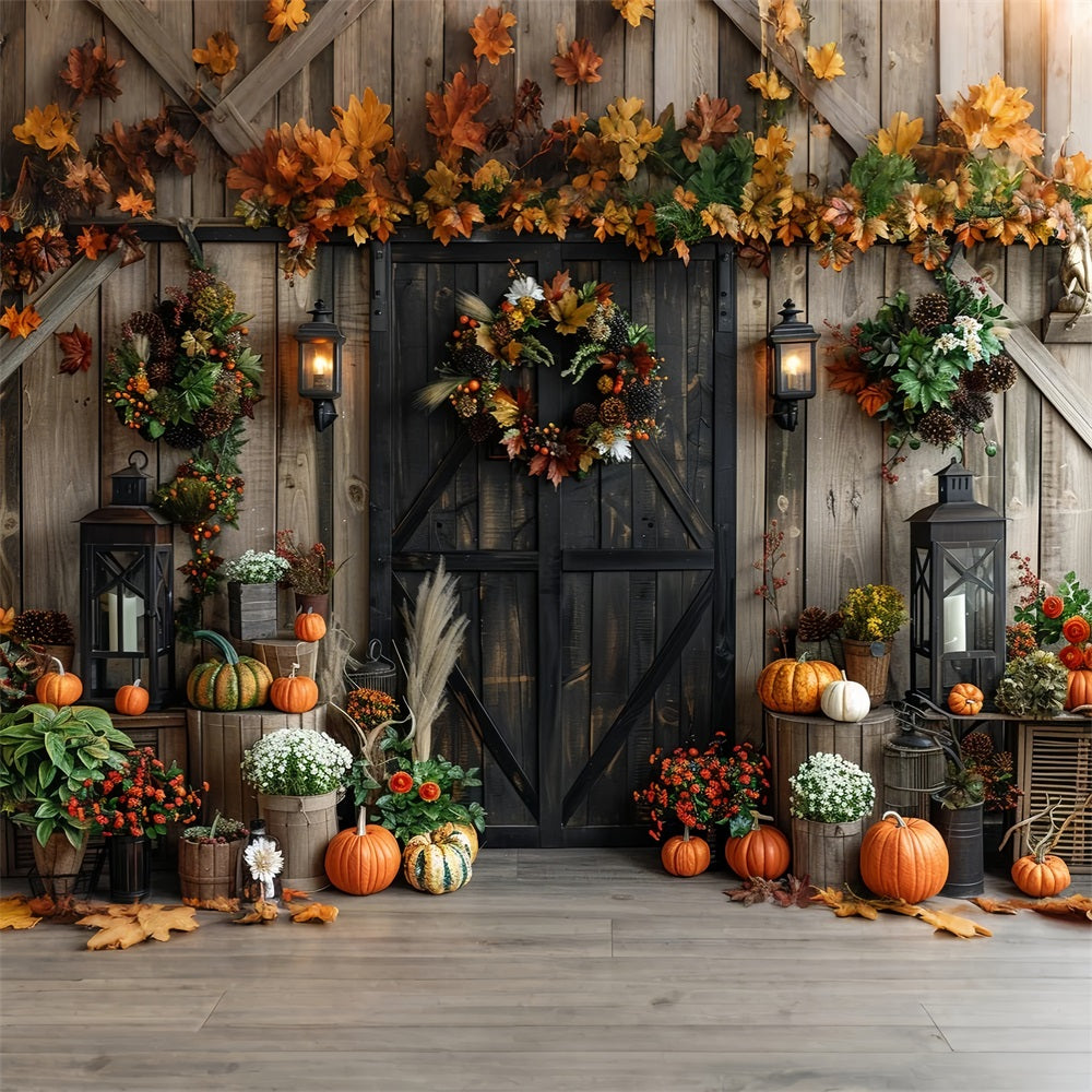 Barn Door Wreaths Fall Harvest Pumpkins Backdrop BRP9-165