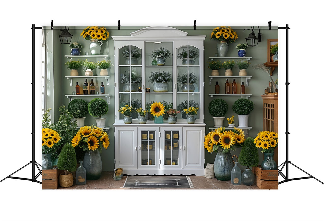 Autumn Greenhouse Sunflowers Cozy Decor Backdrop BRP9-166