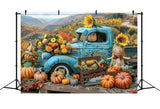 Autumn Harvest Scene Truck Pumpkins Backdrop BRP9-170