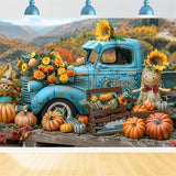 Autumn Harvest Scene Truck Pumpkins Backdrop BRP9-170