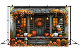 Fall Cabin Pumpkins Autumn Leaves Backdrop BRP9-174