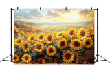 Golden Sunflower Field Autumn Sunset Glow Backdrop BRP9-181