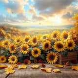 Golden Sunflower Field Autumn Sunset Glow Backdrop BRP9-181