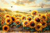 Fall Sunflowers Butterflies Sunset Sky Backdrop BRP9-183