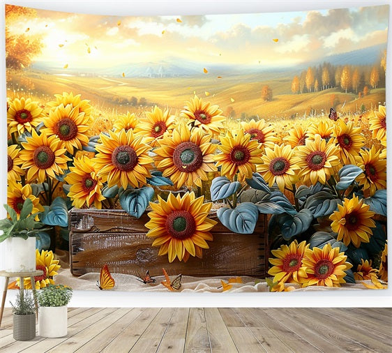 Sunflowers Autumn Falling Petals Light Backdrop BRP9-184