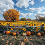 Fall Sunflower Field Large Tree Pumpkins Backdrop BRP9-186