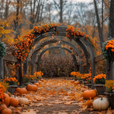 Fall Floral Archway Pumpkins Falling Leaves Backdrop BRP9-188