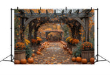 Fall Pathway Pumpkins Flower Arches Backdrop BRP9-190