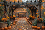 Fall Pathway Pumpkins Flower Arches Backdrop BRP9-190