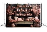 Cherry Blossom Vintage Pink Pottery Fall Backdrop BRP9-193