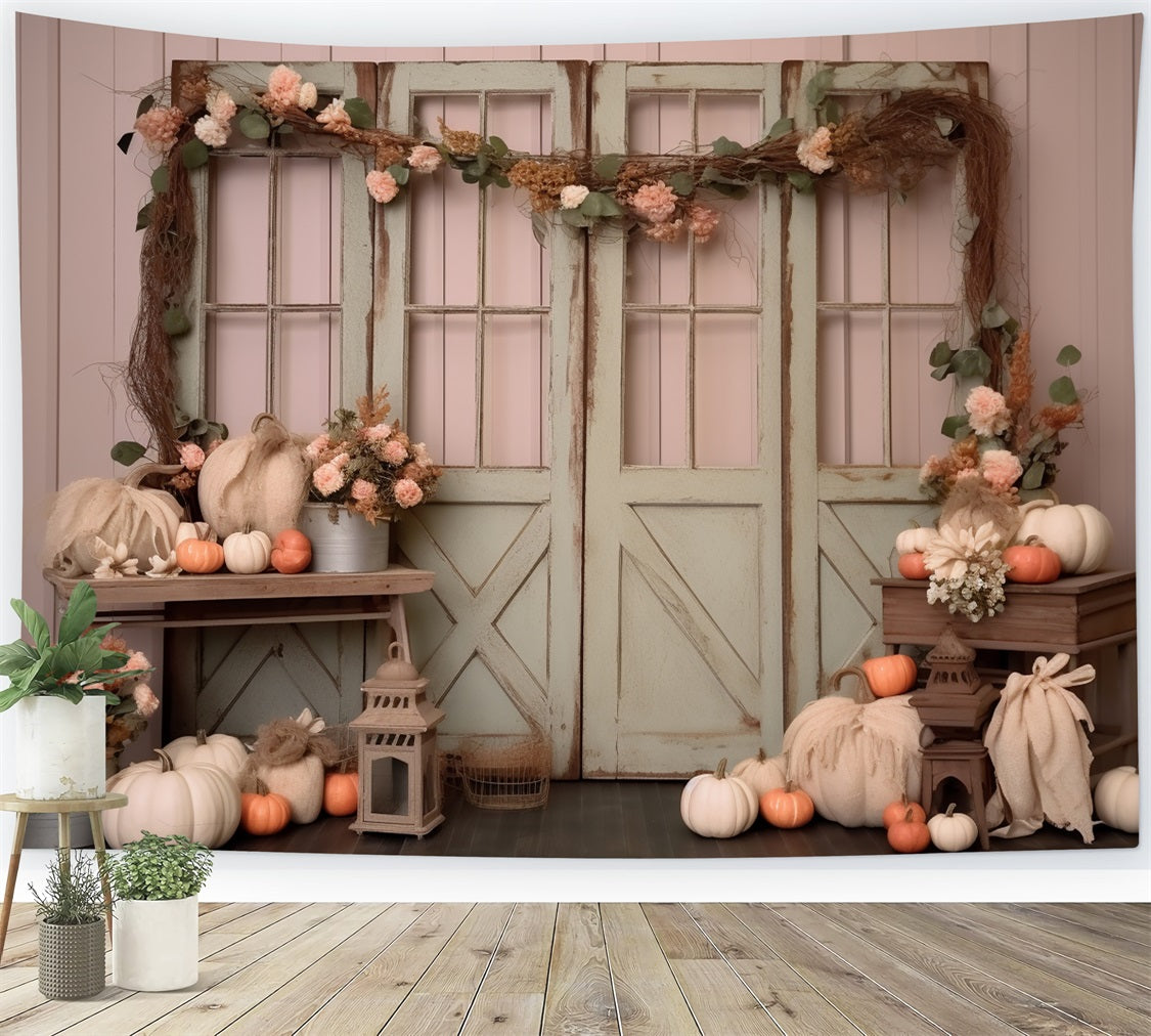 Autumn Floral Pumpkin Styled Window Backdrop BRP9-197