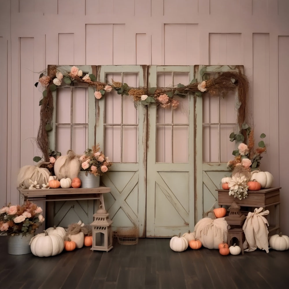 Autumn Floral Pumpkin Styled Window Backdrop BRP9-197