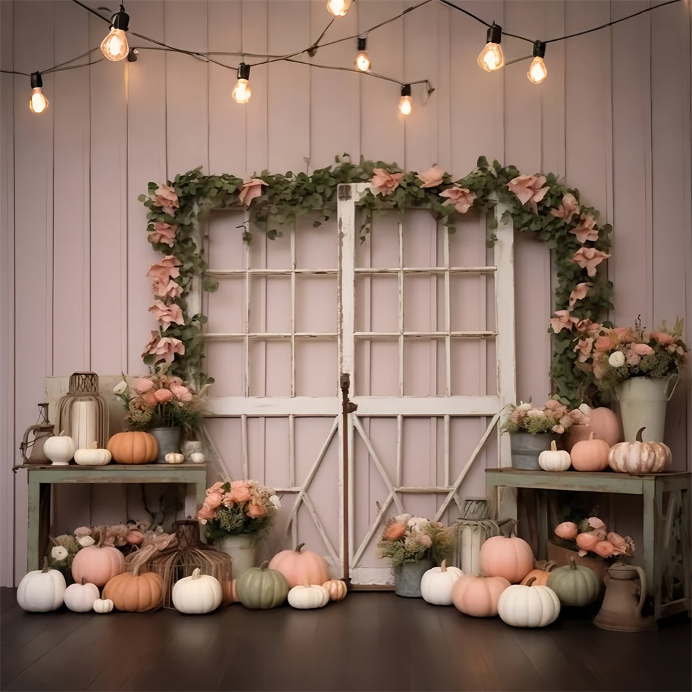 Pastel Pumpkin Display Flowers Rustic Decor Backdrop BRP9-199