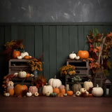 Green Panel Autumn Harvest Pumpkins Backdrop BRP9-200