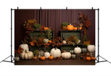 Cozy Fall Display Pumpkins Leaves Backdrop BRP9-201